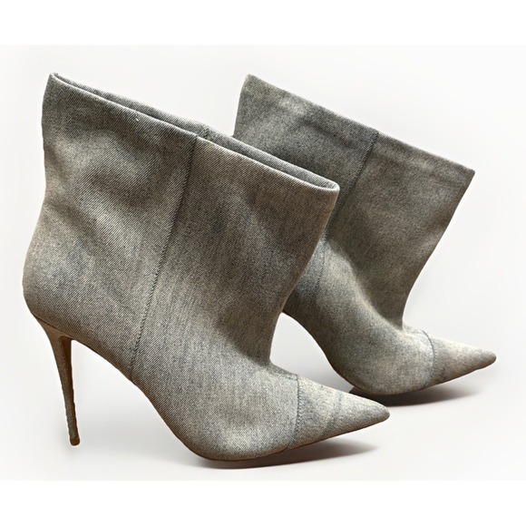 Good American Shoes - GOOD AMERICAN Stiletto Heel Booties Sz 11 Blue Denim Slouchy Ankle Indigo $239